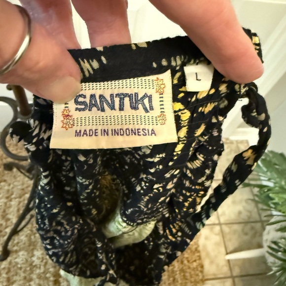 Santiki Boho Tropical Floral Print Patchwork Halter Sundress L - Picture 14 of 15